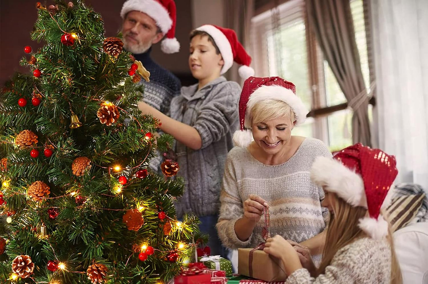 Casy Nest Christmas Garland Decoration with Lights, 7FT 20LED Pine Cone Red Berry Bell Battery Operated Christma String Light, Lighted up Pinecone Vine Indoor Outdoor Xmas Tree New Year Holiday Decor