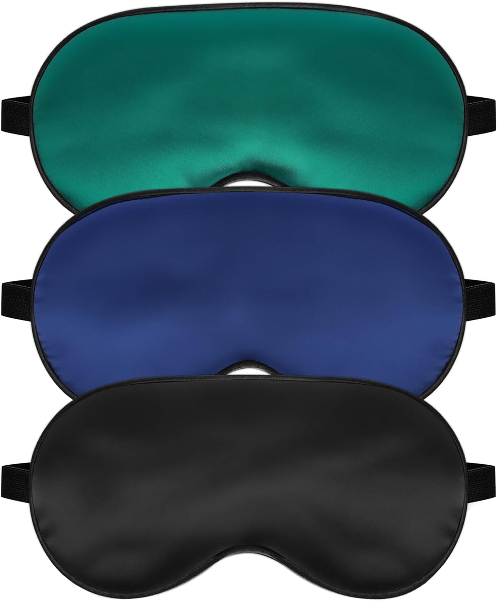Silk Sleep Mask – Adjustable Satin Blackout Blindfold for Men & Women, Comfortable Night Sleep (Black, Blue, Green)