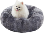 Donut Dog Bed for All Dogs Calming Plush Washable Round Bed 