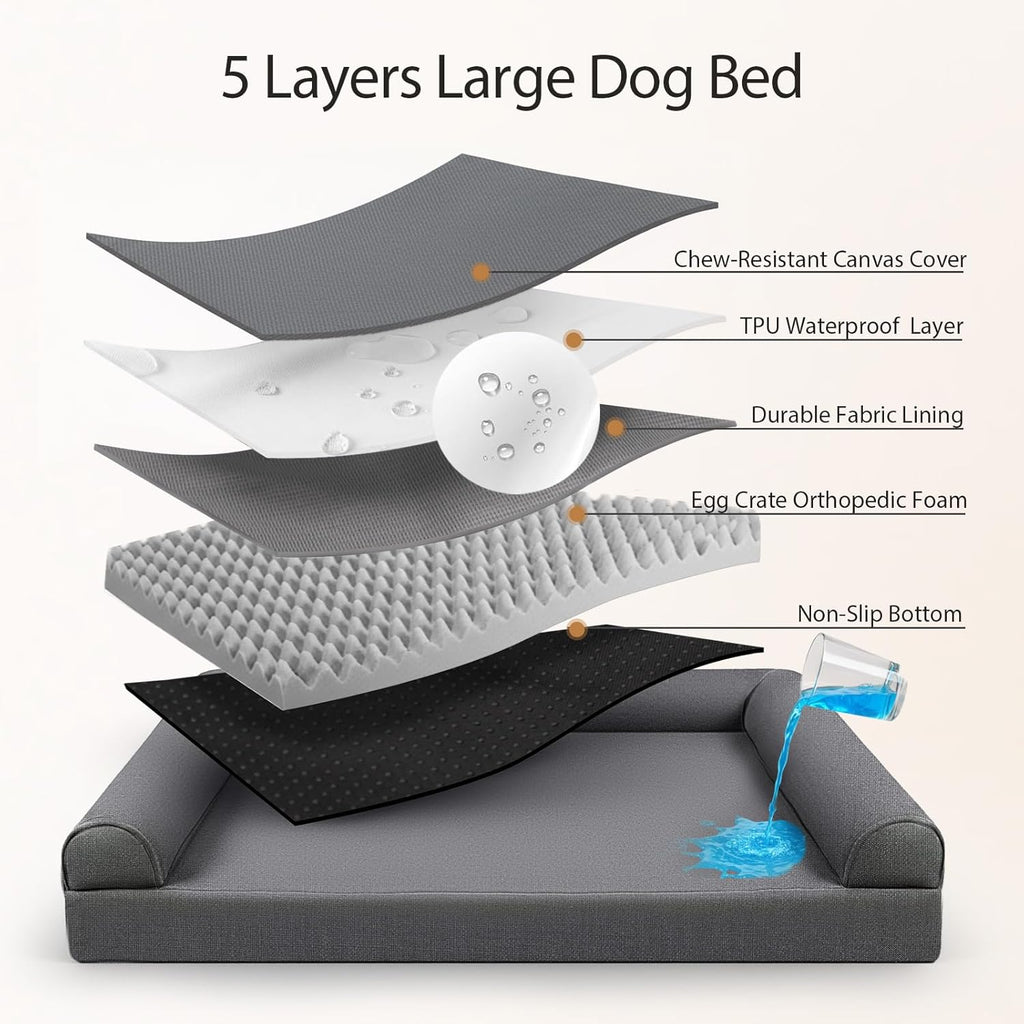 XL Orthopedic Dog Bed 42in Waterproof Washable Foam Bed