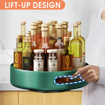 10" Dark Green Metal Lazy Susan Turntable, Rotating Spice Rack Organizer for Pantry, Cabinet & Table