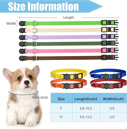 16 Pack Adjustable Puppy ID Collars Safety Buckles