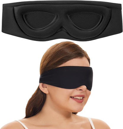 Memory Foam Sleep Mask – 3D Contoured Blackout Eye Mask with Earplugs, Soft & No Pressure on Eyelids, for Men & Women 
