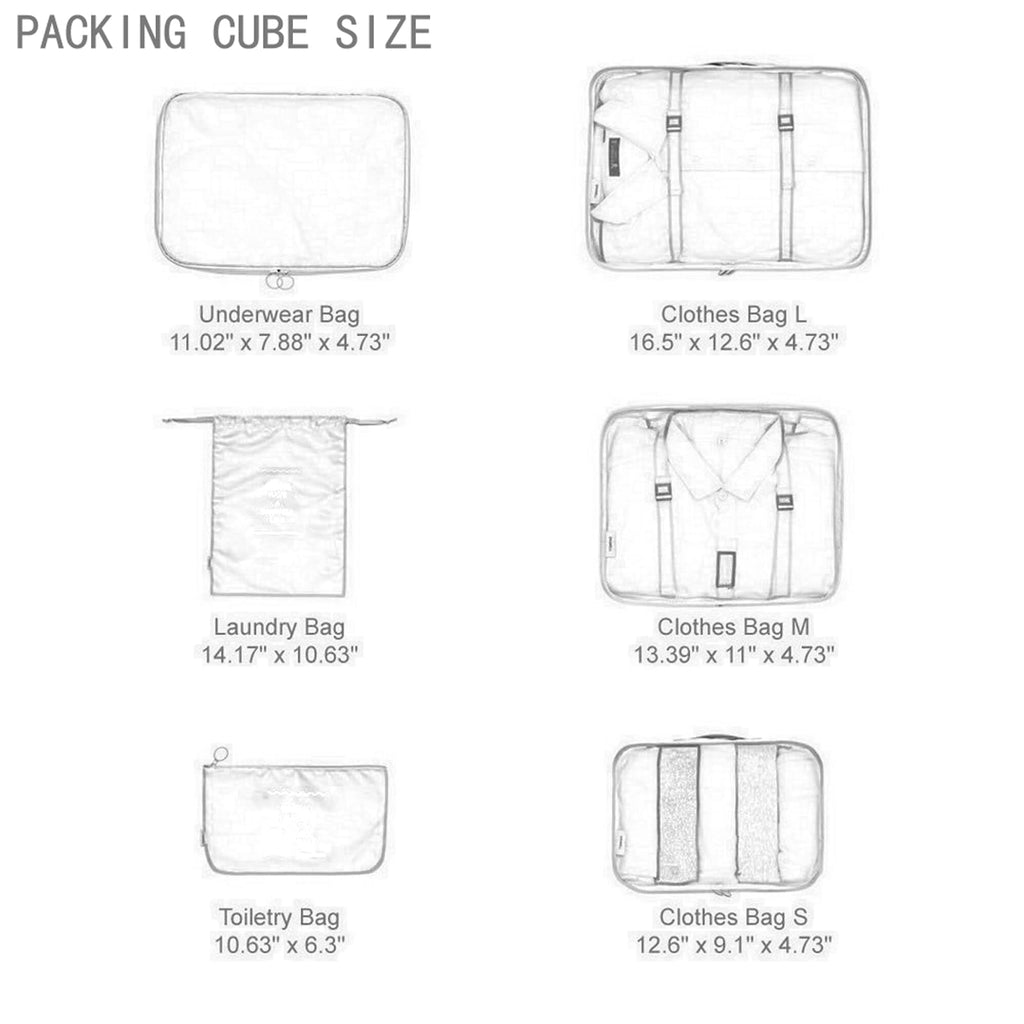 6 Set Packing Cubes, Travel Luggage Packing Organizers