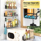 4-Pack Black Magnetic Spice Racks for Refrigerator & Oven, Metal Storage Shelves with Strong Magnets for Seasoning Organization
