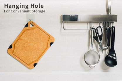 Small Eco-Friendly Wood Fiber Cutting Board, Non-Slip, Dishwasher Safe, Juice Grooves, BPA-Free, 11.5" x 9.25", Natural Slate