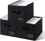 3-Pack Large Fabric Storage Bins with Handles, Collapsible Storage Boxes for Shelves & Closet Organization, Gray