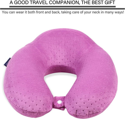 U-Shaped Memory Foam Travel Neck Pillow – Comfortable & Breathable Airplane Pillow for Head and Neck Support, Portable.