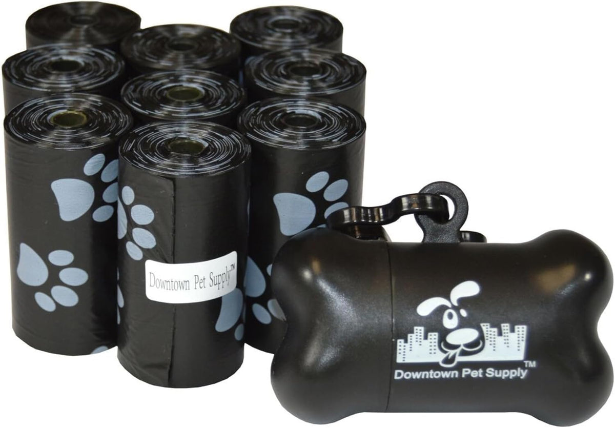 500 count pet waste bag set with colorful rolls and portable holder