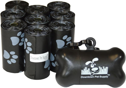 500 count pet waste bag set with colorful rolls and portable holder
