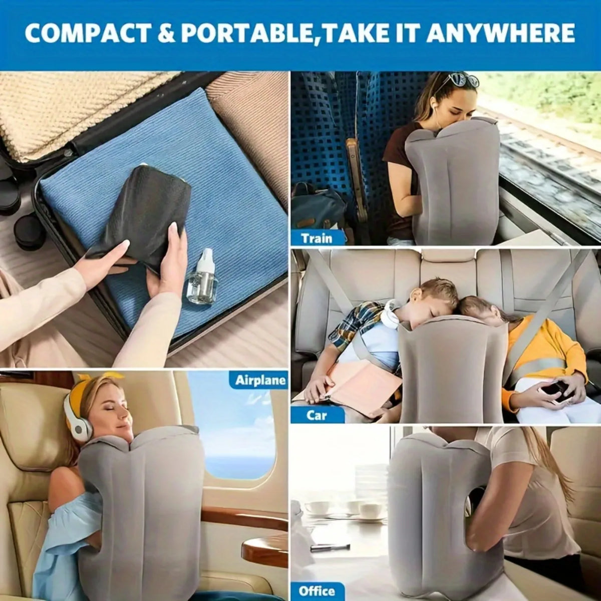 Inflatable neck pillow designed for travel comfort