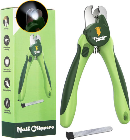 Professional Dog Nail Clippers with Safety Guard & File, Medium-Large Yellow Dog Toenail Trimmer