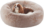 Donut Dog Bed for All Dogs Calming Plush Washable Round Bed 