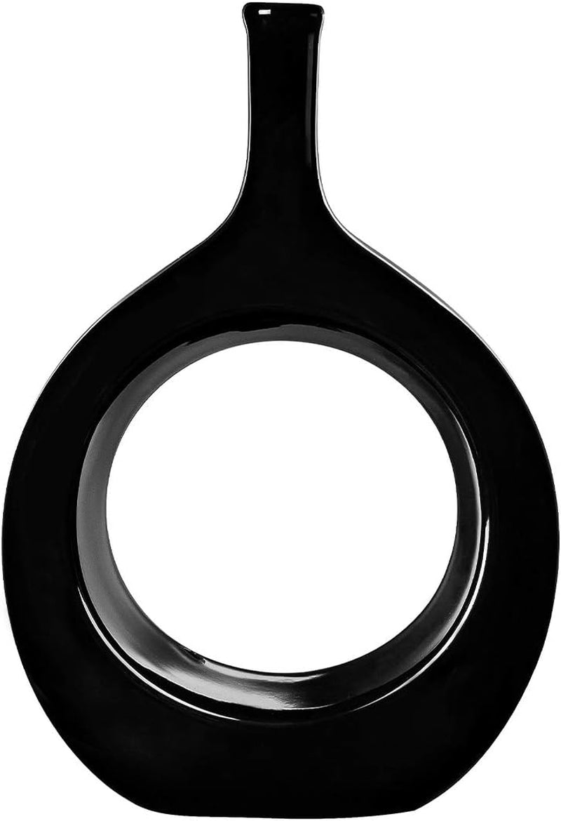 10" White Ceramic Vase for Modern Living Room, Bedroom, Kitchen Decor - Decorative Flower Vase