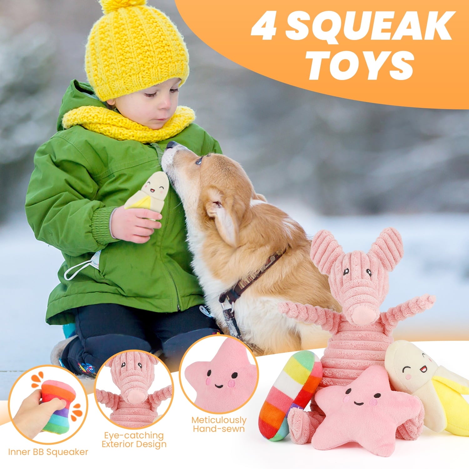 10-Pack Small Dog Puppy Chew Toys – Teething & Training Set with Plush Squeaky Toys, Treat Ball & Rope Toys (Pink Pig)