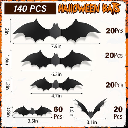 Realistic black bat stickers for Halloween party decoration