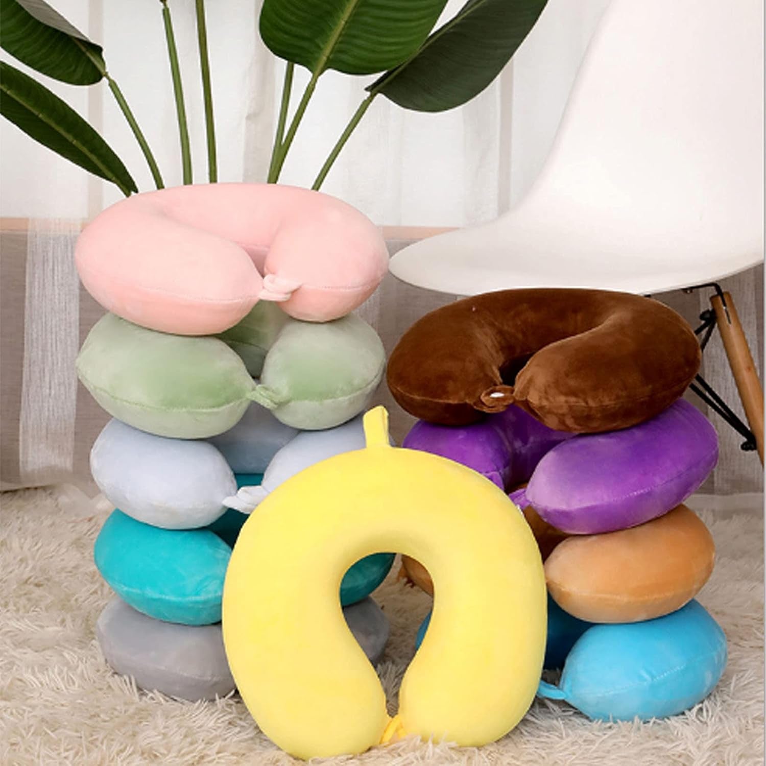 Upgraded Travel Neck Pillow – 100% Memory Foam for Airplane, Flight Headrest & Sleep, Portable Plane Accessory