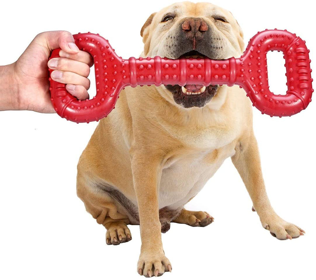 Feeko Dog Toys for Aggressive Chewers Large Breed, 15 Inch Interactive Long Lasting Dogs Toy with Convex Design Natural Rubber Tug-Of-War Toy for Medium Large Tooth Clean(Red)
