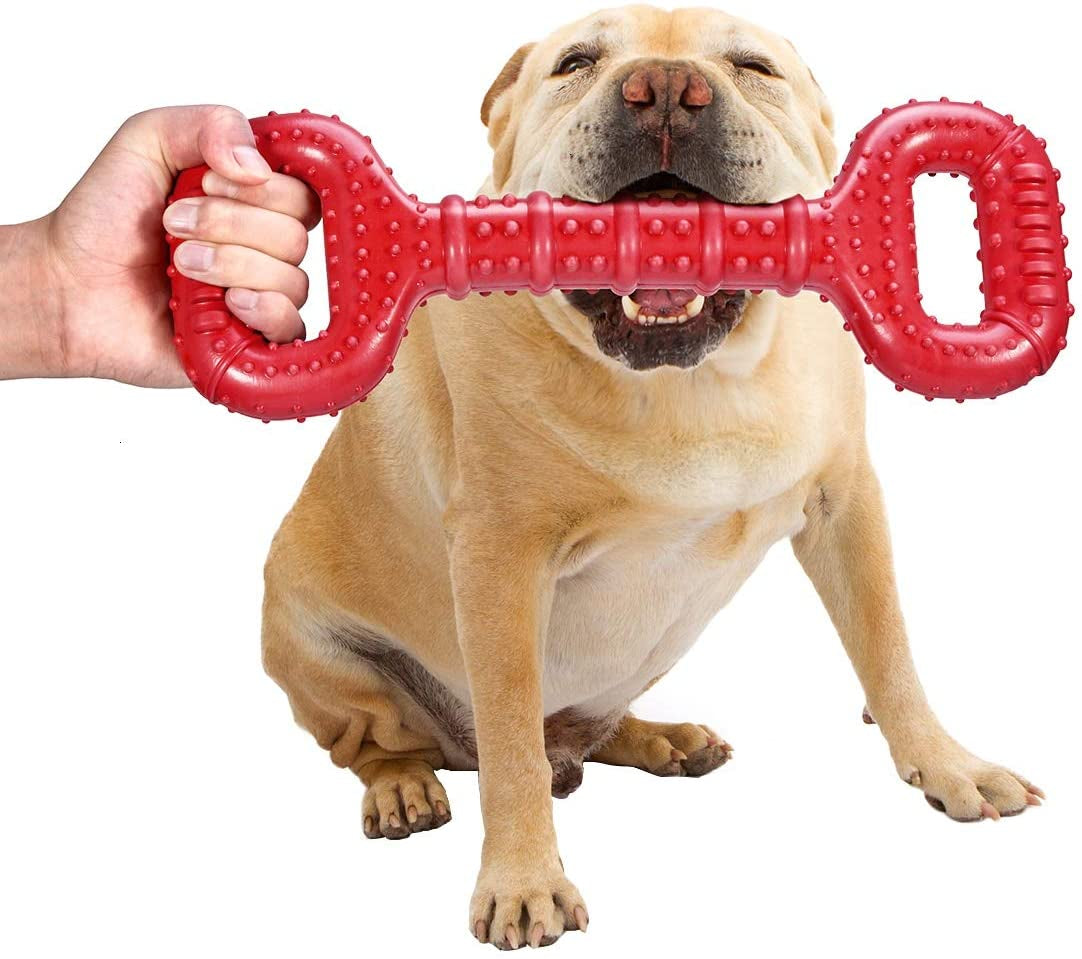 Feeko Dog Toys for Aggressive Chewers Large Breed, 15 Inch Interactive Long Lasting Dogs Toy with Convex Design Natural Rubber Tug-Of-War Toy for Medium Large Tooth Clean(Red)