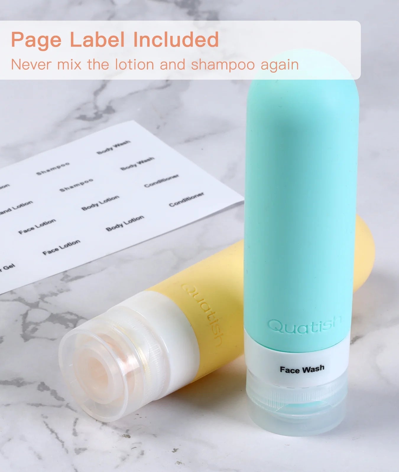 4-Pack Travel Bottles for Toiletries – Leak-Proof 3oz BPA-Free Silicone Shampoo, Conditioner & Lotion Bottles, TSA Approved