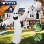 Large 8 FT ghost inflatable decoration displayed in a Halloween yard setting