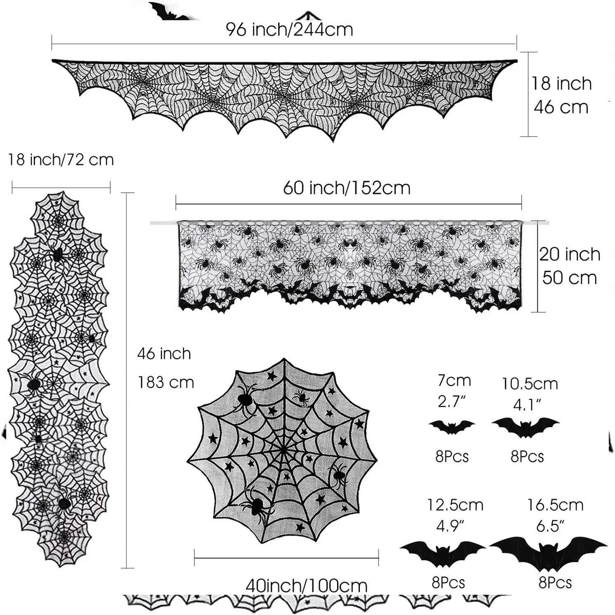 36-Piece Halloween Decoration Set with Bat Wall Decor
