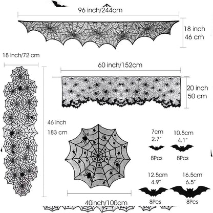 36-Piece Halloween Decoration Set with Bat Wall Decor
