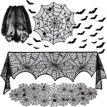 36-Piece Halloween Decoration Set with Bat Wall Decor
