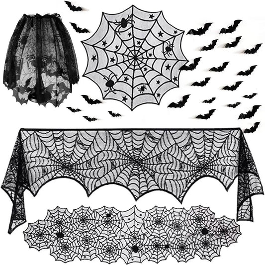 36-Piece Halloween Decoration Set with Bat Wall Decor