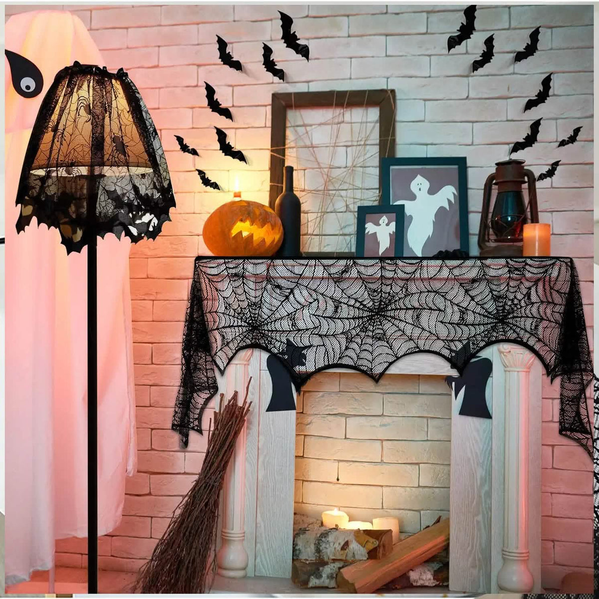 36-Piece Halloween Decoration Set with Bat Wall Decor