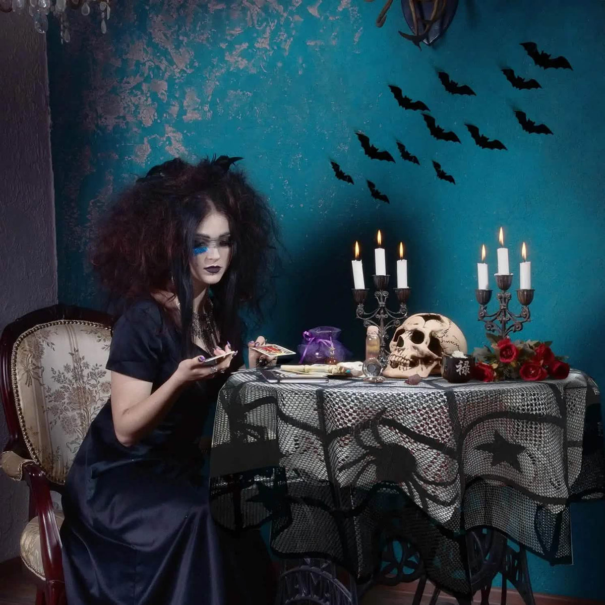 36-Piece Halloween Decoration Set with Bat Wall Decor