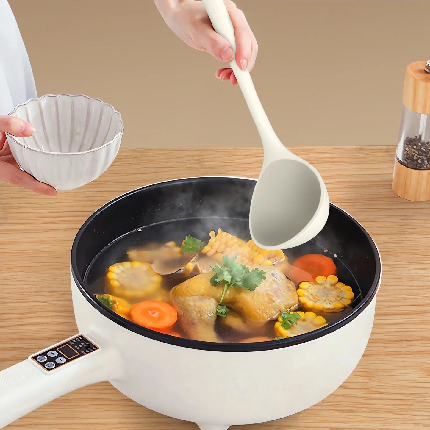 Silicone Kitchen Utensil Set, 600°F Heat Resistant Tools for Nonstick Cookware – Spatula, Spoon, Whisk, Tongs, Dishwasher Safe, BPA-Free (Cream White)