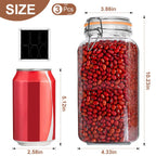 3-Pack 78oz Glass Jars with Airtight Lids, Large Clear Food Storage Canisters with Labels for Flour, Sugar, Pasta, Coffee & Cereals