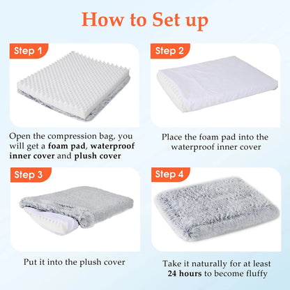 Orthopedic Dog Bed for Large & Medium Dogs – Washable Egg Crate Memory Foam, Plush Calming Pet Bed, 36" x 28", Gray