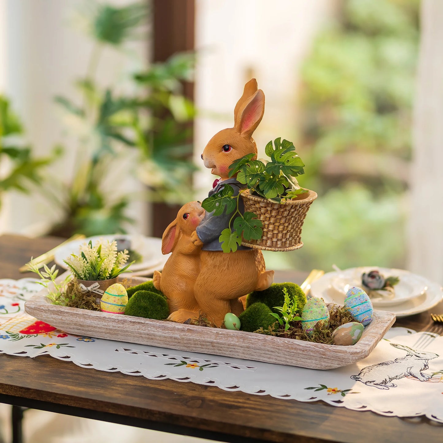 Decorative Wooden Dough Bowl，Farmhouse Wood Key Bowls Tray for Home Decor Table Centerpieces Kitchen Dining Room
