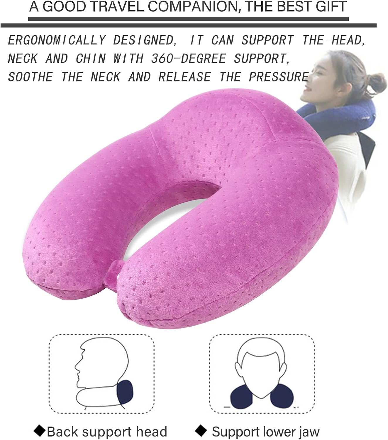 U-Shaped Memory Foam Travel Neck Pillow – Comfortable & Breathable Airplane Pillow for Head and Neck Support, Portable.