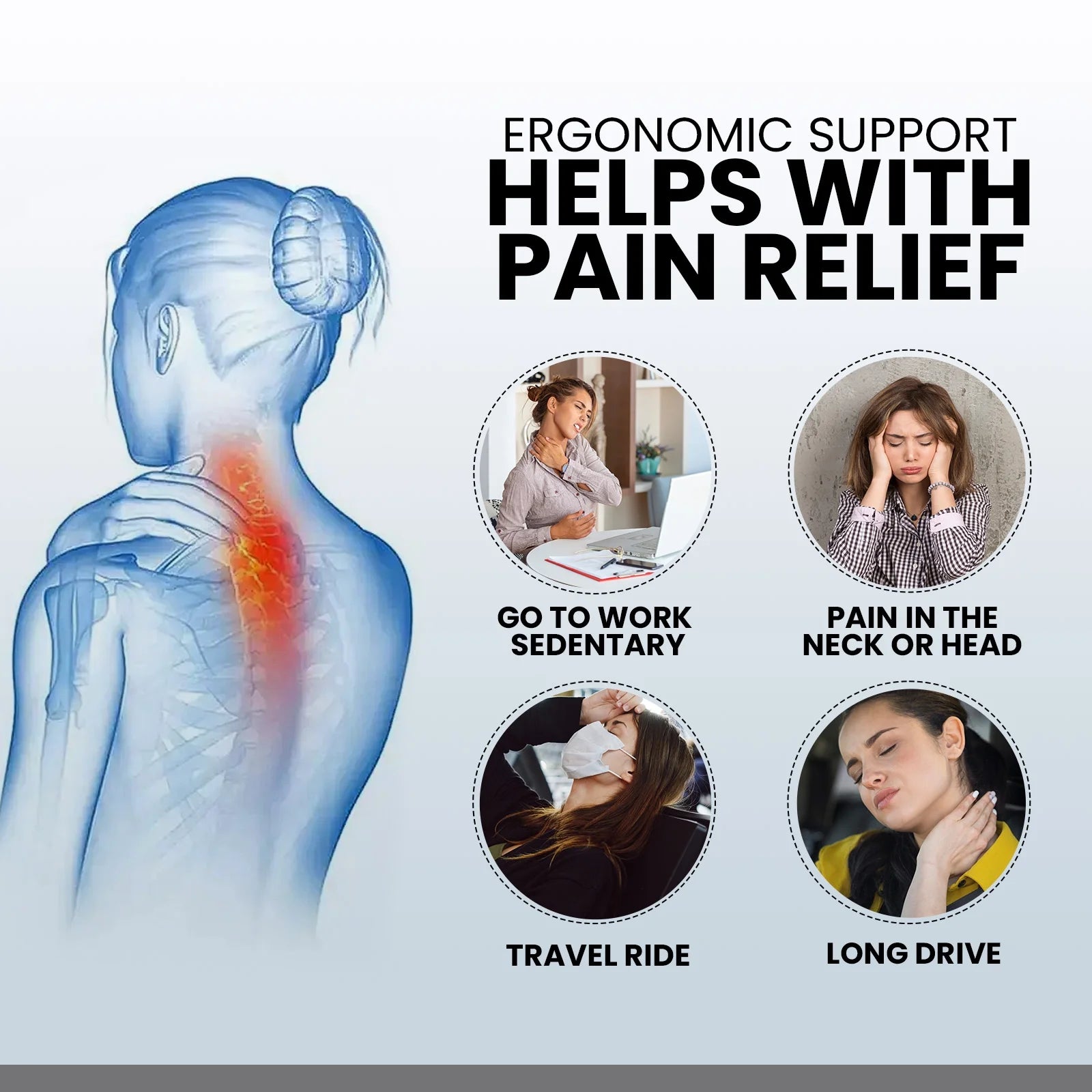 Upgraded Travel Neck Pillow – 100% Memory Foam for Airplane, Flight Headrest & Sleep, Portable 