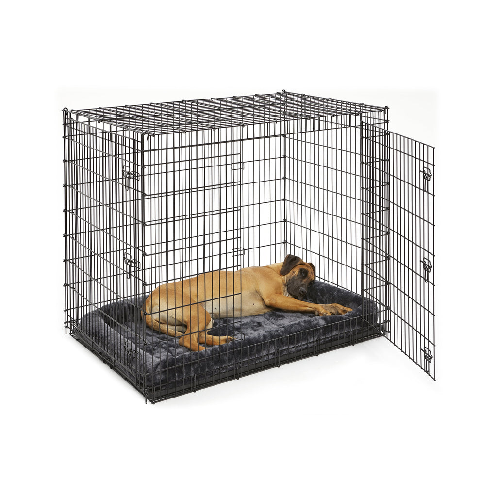 Gray Plush Fleece Bolstered Dog Bed – Fits 54-Inch 