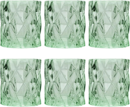 Set of 6 Red Glass Votive Candle Holders, 3" Tall Multifaceted Tealight Holders for Valentine's & Galentine's Day Decor