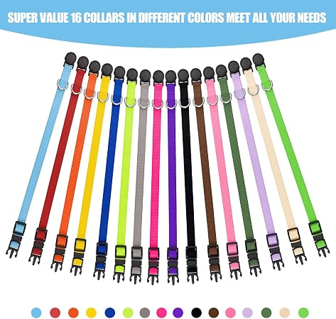 16 Pack Adjustable Puppy ID Collars Safety Buckles