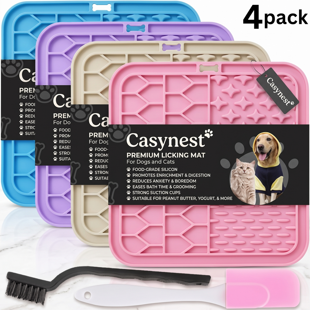 4-pack lick mat set for dogs and cats