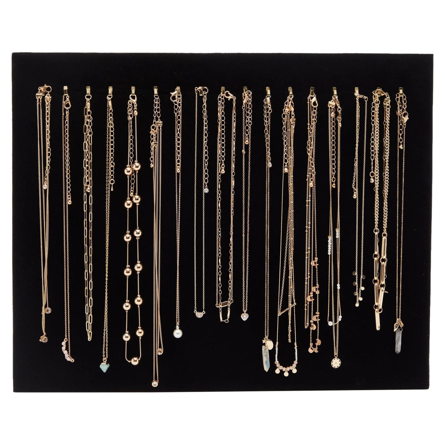 2-Pack Jewelry Display for Selling - Velvet Necklace Holder Stand, Organizer for Retail (17 Hooks, Black)