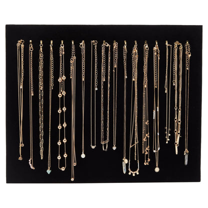 2-Pack Jewelry Display for Selling - Velvet Necklace Holder Stand, Organizer for Retail (17 Hooks, Black)