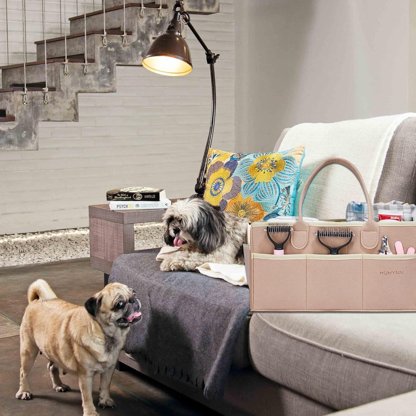 Pet Grooming Tote Bag for Dogs, Travel & Outdoor Organizer (Bag Only, Khaki)