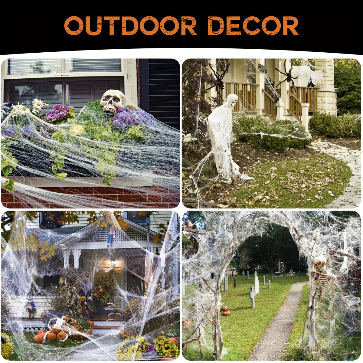 Outdoor Halloween Spider Web Decor for Trees and Fences