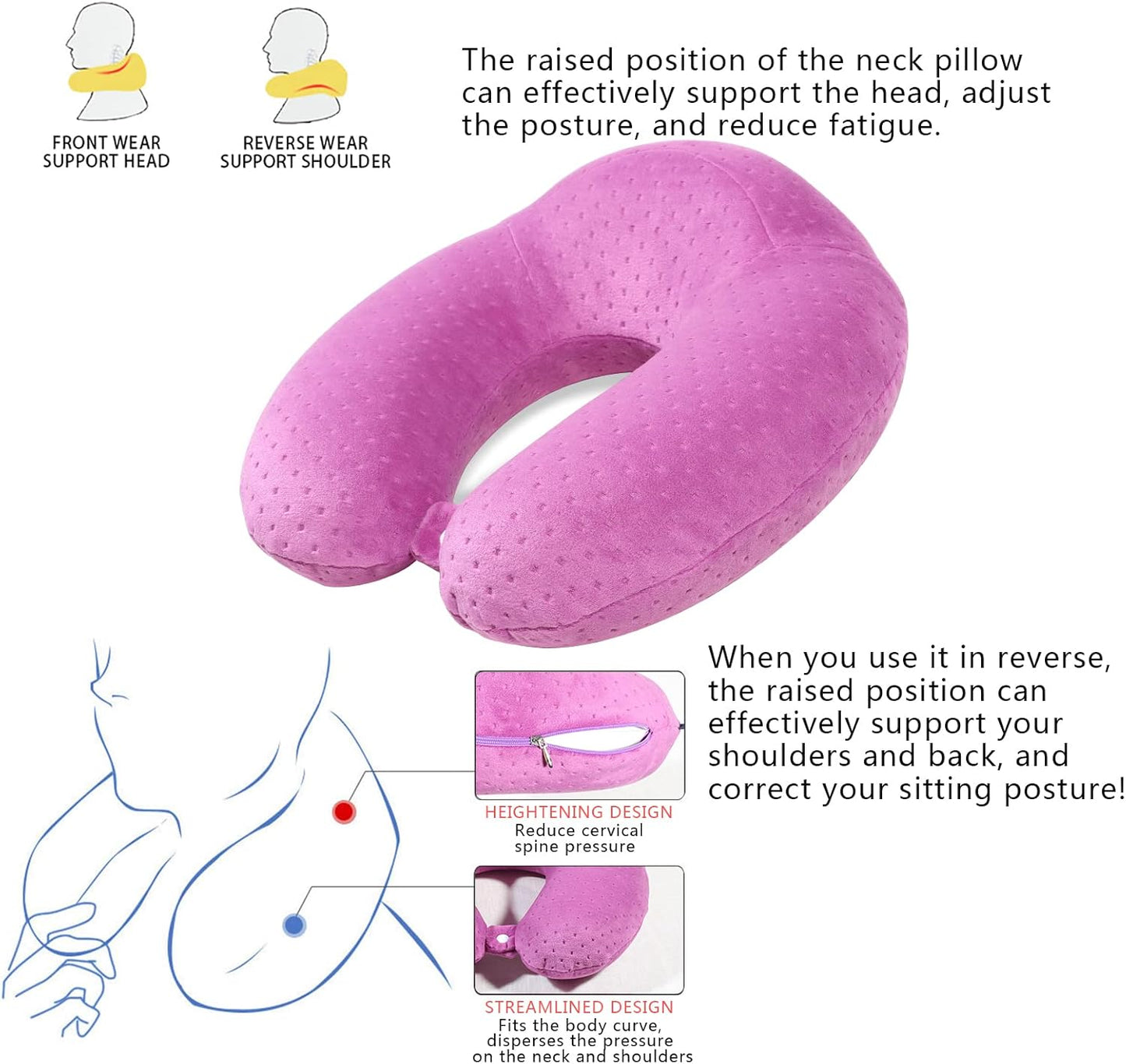 U-Shaped Memory Foam Travel Neck Pillow – Comfortable & Breathable Airplane Pillow for Head and Neck Support, Portable.