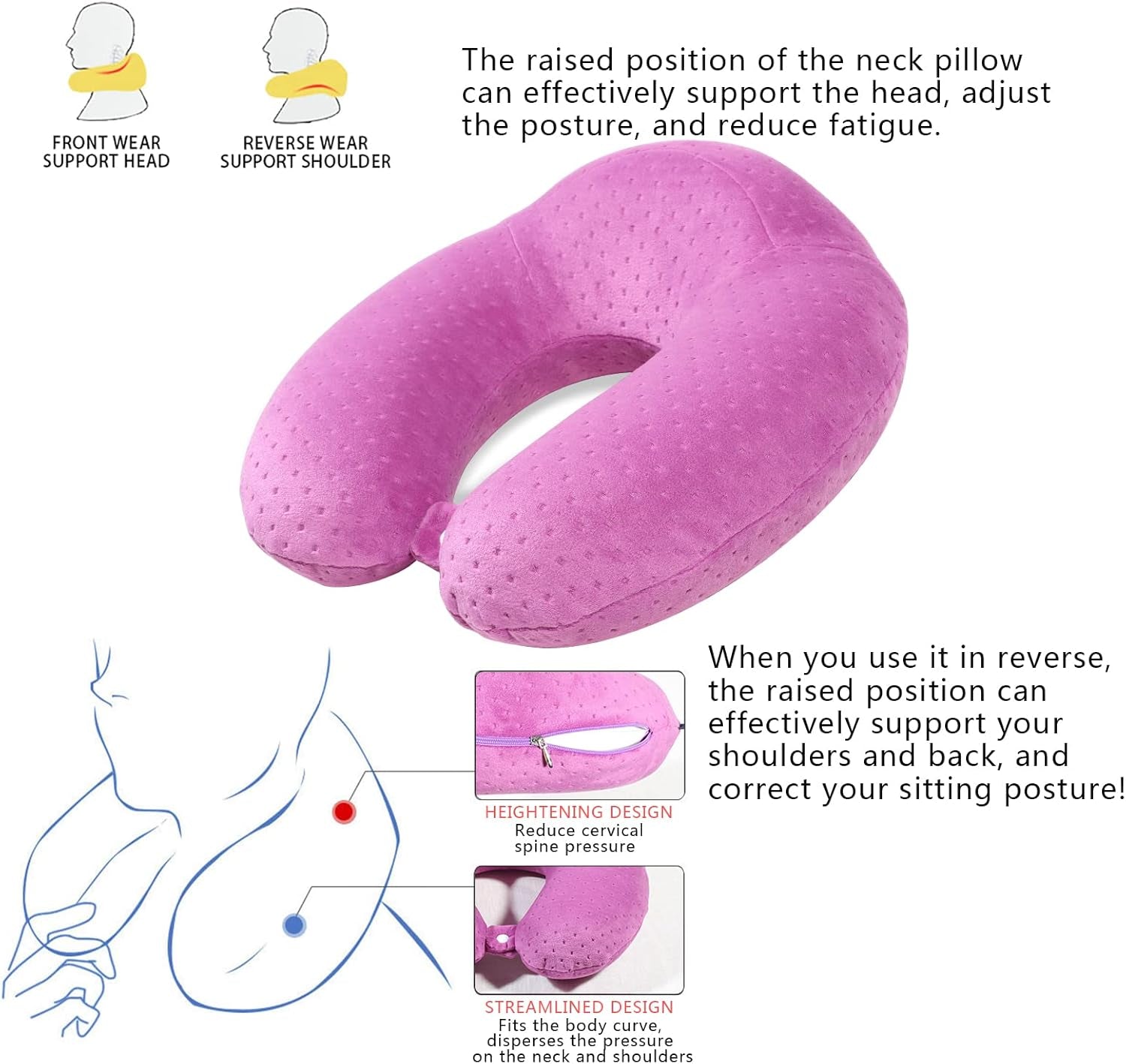 U-Shaped Memory Foam Travel Neck Pillow – Comfortable & Breathable Airplane Pillow for Head and Neck Support, Portable.