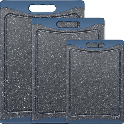 3-Pack Extra Large Plastic Cutting Boards with Juice Grooves & Easy-Grip Handles, Dishwasher Safe, Almond Gray