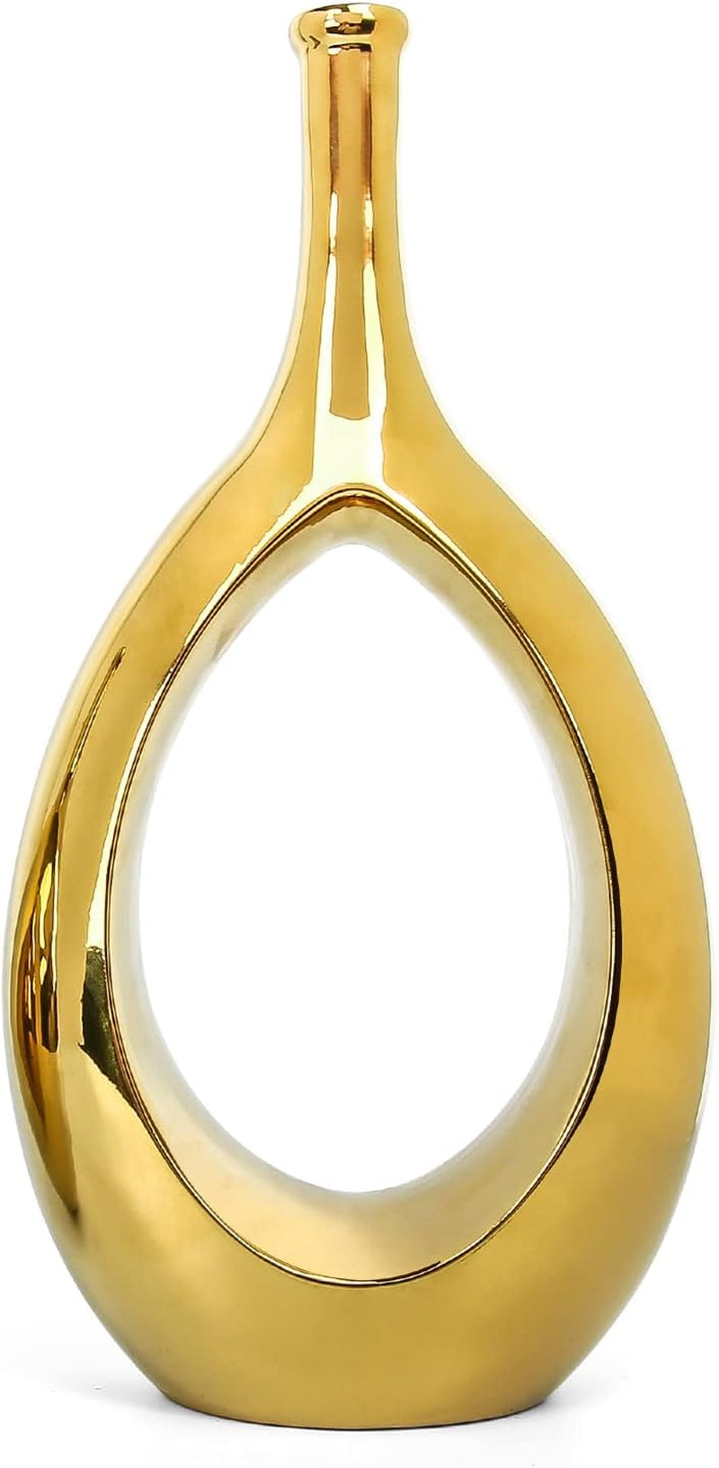 10" White Ceramic Vase for Modern Living Room, Bedroom, Kitchen Decor - Decorative Flower Vase