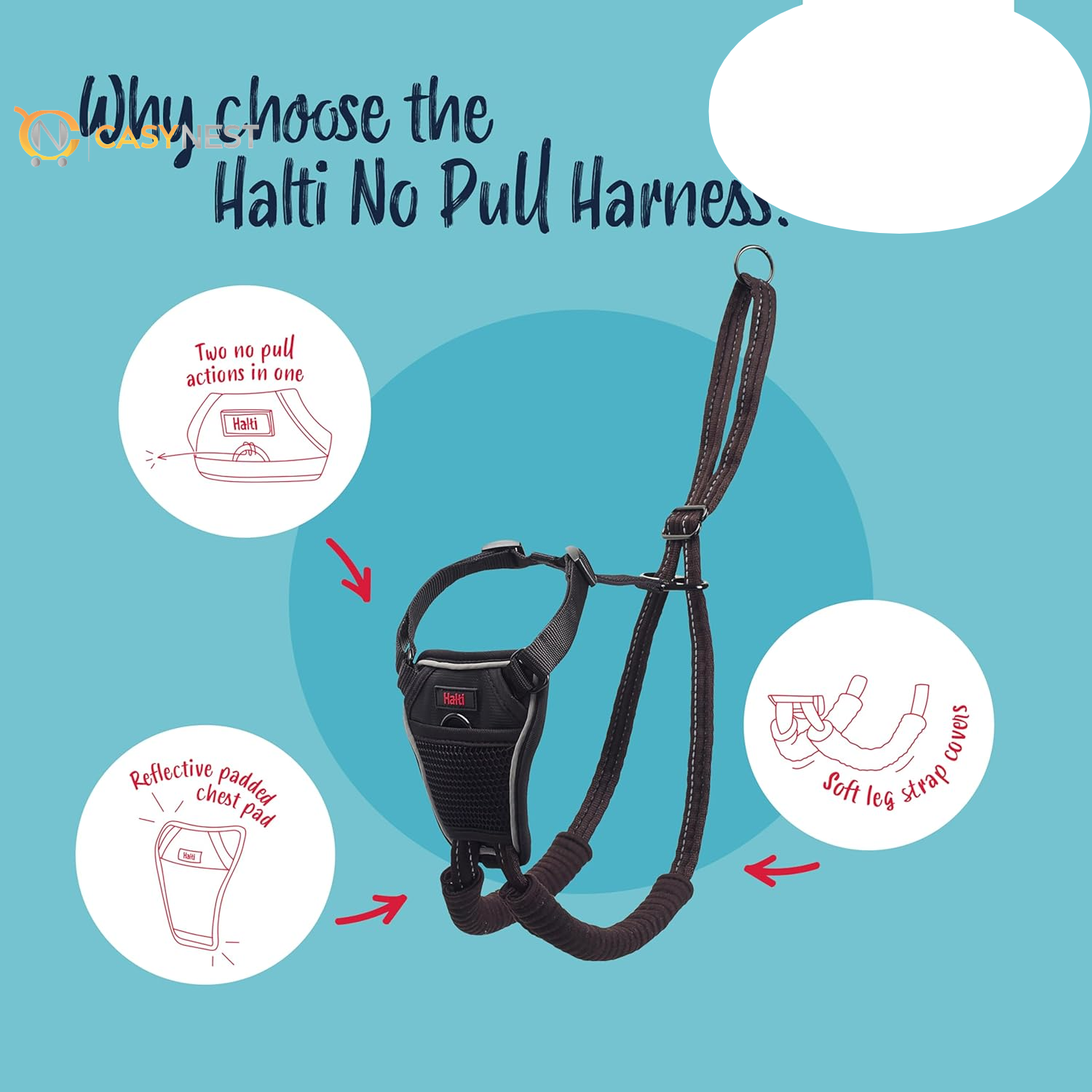 No Pull Dog Harness – Adjustable, Reflective & Lightweight Training Harness to Stop Pulling, 